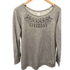 MOTHERHOOD Maternity Womens Gray Sweatshirt With‎ Jewel Neckline - size medium